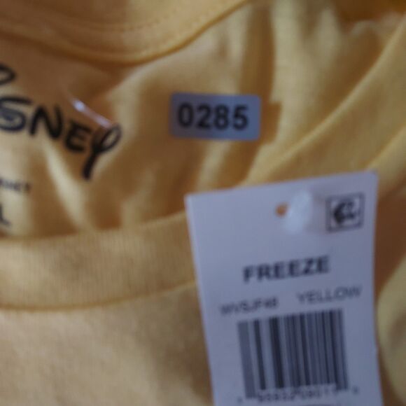Disney Lilo & Stitch Jr Size Large Crop Crew Neck Tee Shirt Yellow - Picture 9 of 9